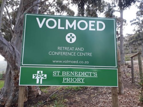 Signboard to Volmoed Welcome to St Benedict’s Priory - Order of the Holy Cross